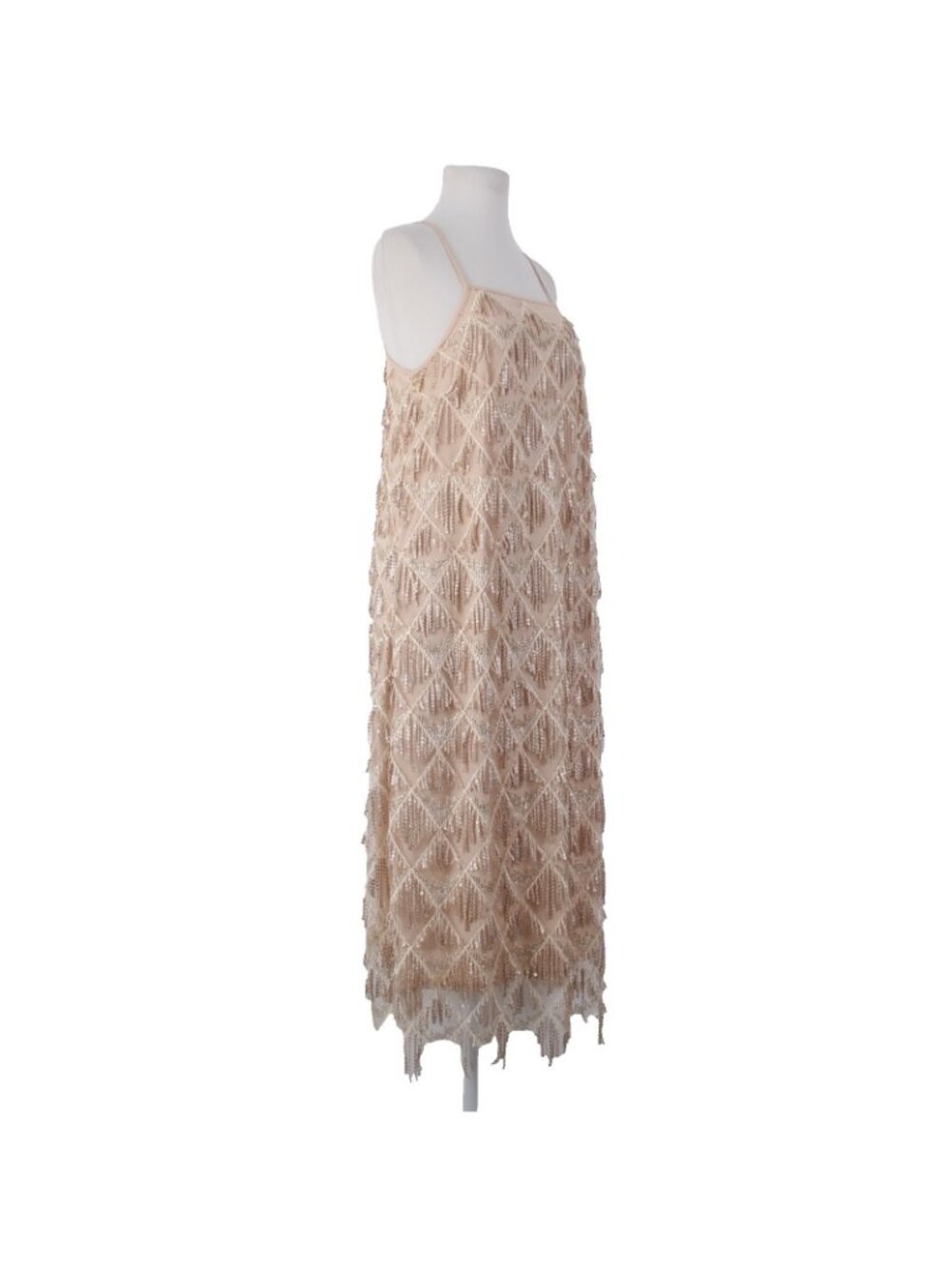 Hayden Dress Sz S Tan Gold Sequin Lined Pockets 100% Polyester Dress - Picture 3 of 10
